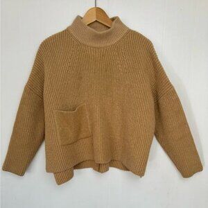 Celine Mink Cashmere blend ribbed mock neck pullover tan sweater Medium